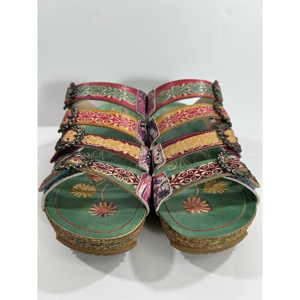 L'Artiste by Spring Step Blessing Mint Multi Leather Slide Sandals Size US 9 - Picture 2 of 7